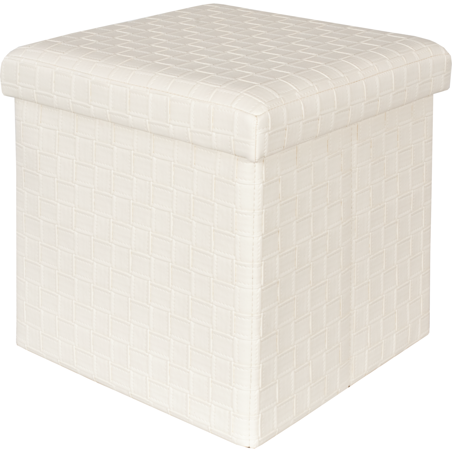 VESTIAMO CASA - Pouf contenitore beige in ecopelle richiudibile - 38x38 cm